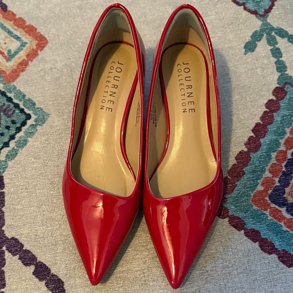 Journee Collection Red Patent Heels